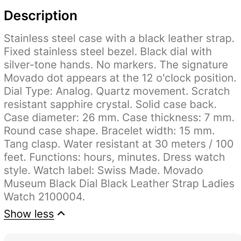 Movado Swiss Quartz Alligator Museum Watch Black Leather New in box - Picture 9 of 13